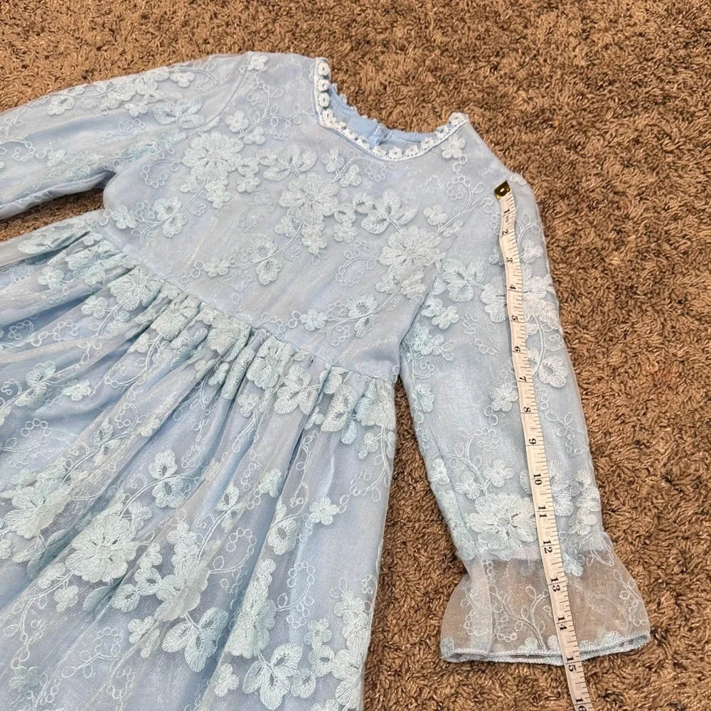 NNJXD Elegant Blue Lace Girls Kids Dress Size 8